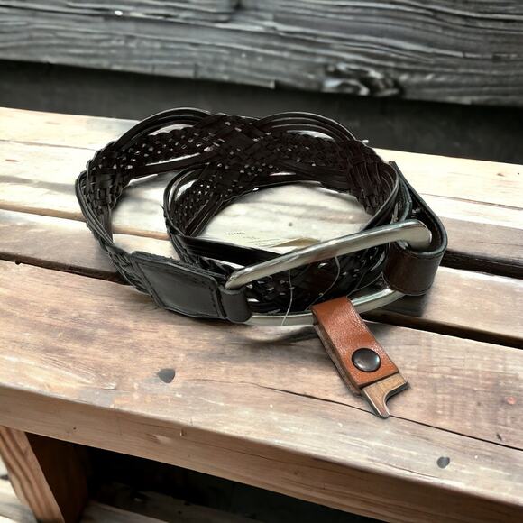 Coldwater Creek Womens Belt Sz XL Bonded Brown Braided Leather NEW - Picture 1 of 4